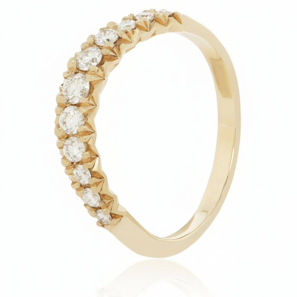 White Diamond Arch Nesting Band – 14k Yellow Gold Half-Eternity Band