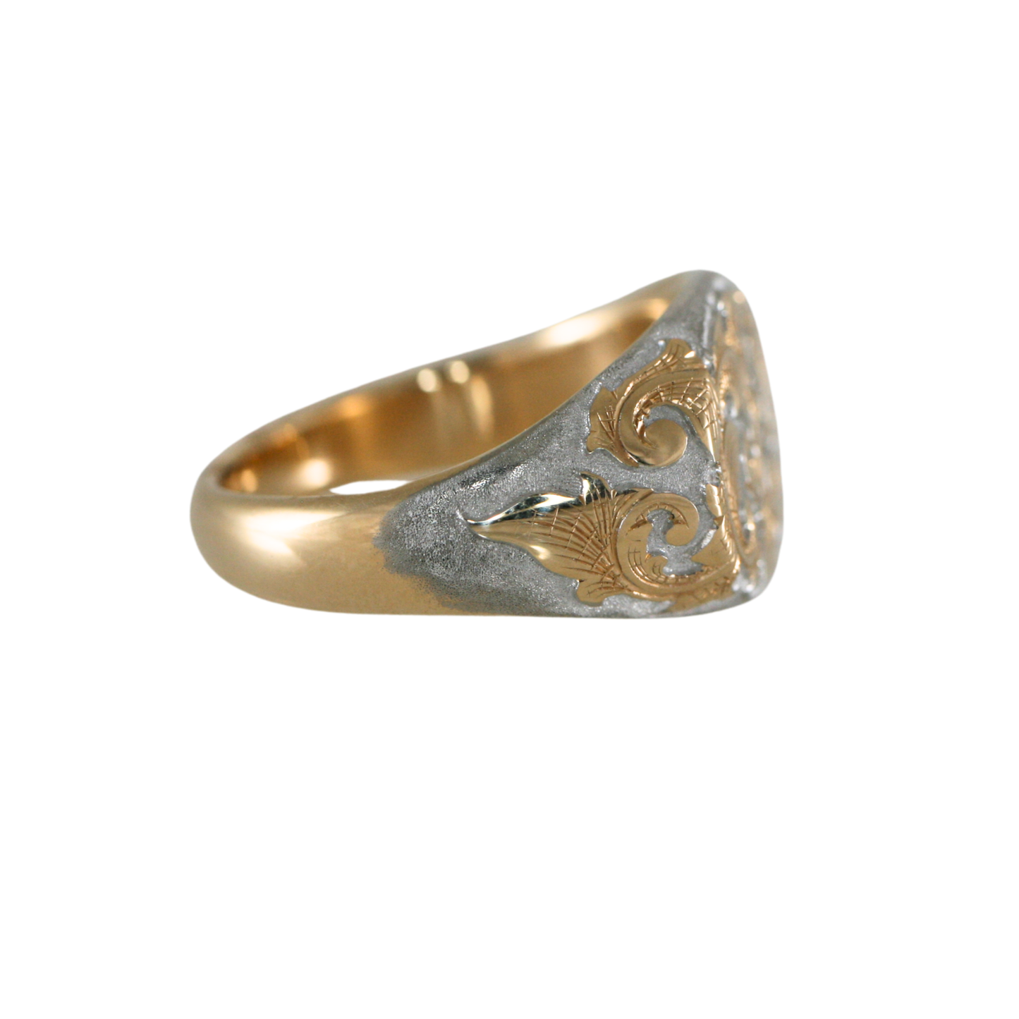 East-West Acanthus Signet Ring