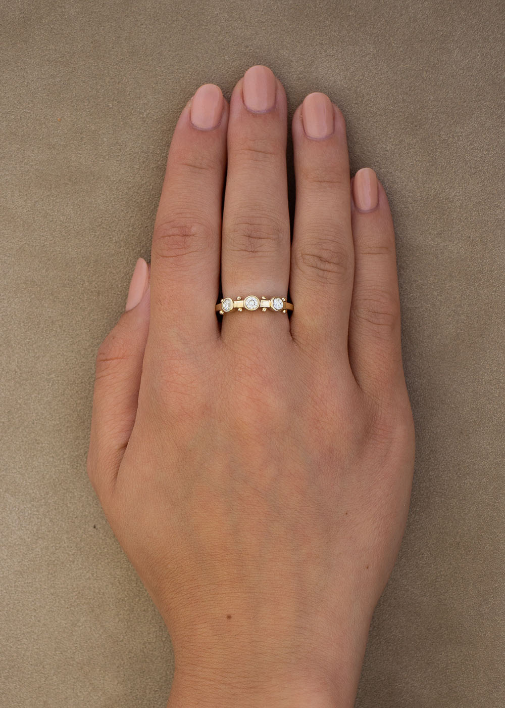 3-Stone Koemi Diamond Ring – 14k Gold