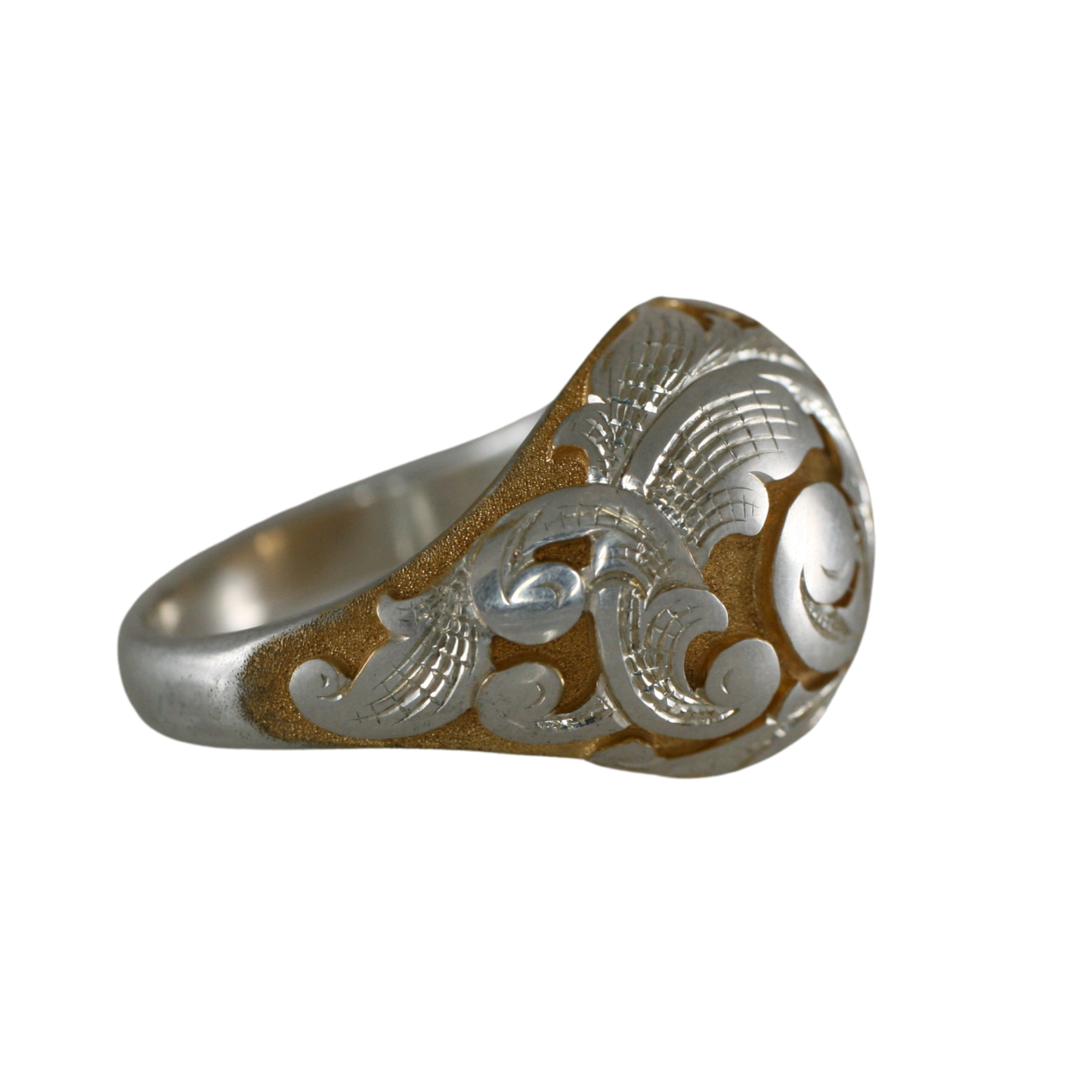 Two-Tone Sterling Silver Acanthus Bombe Ring
