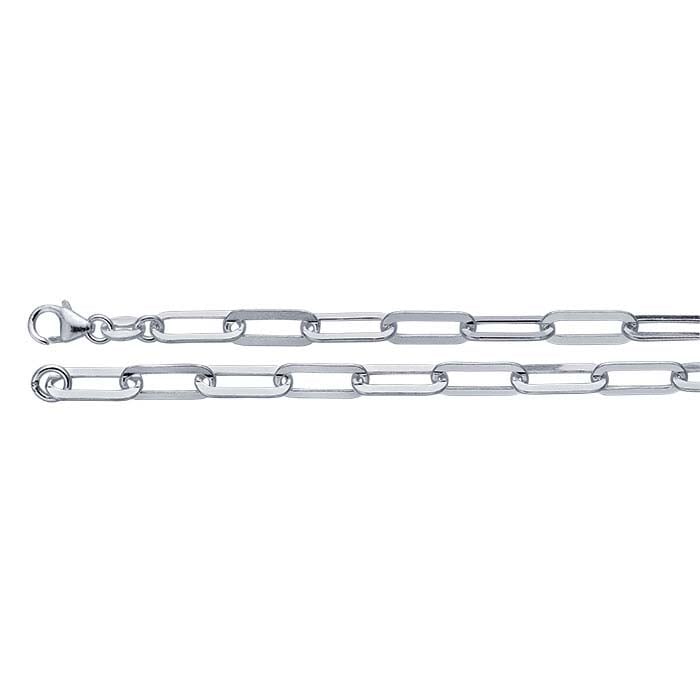 Flat Paperclip Chain Necklace - Sterling Silver
