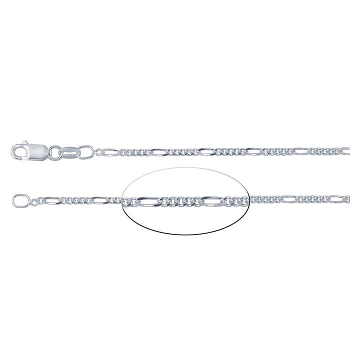 Diamond Cut Figaro Chain Necklace - Sterling Silver Link Chain