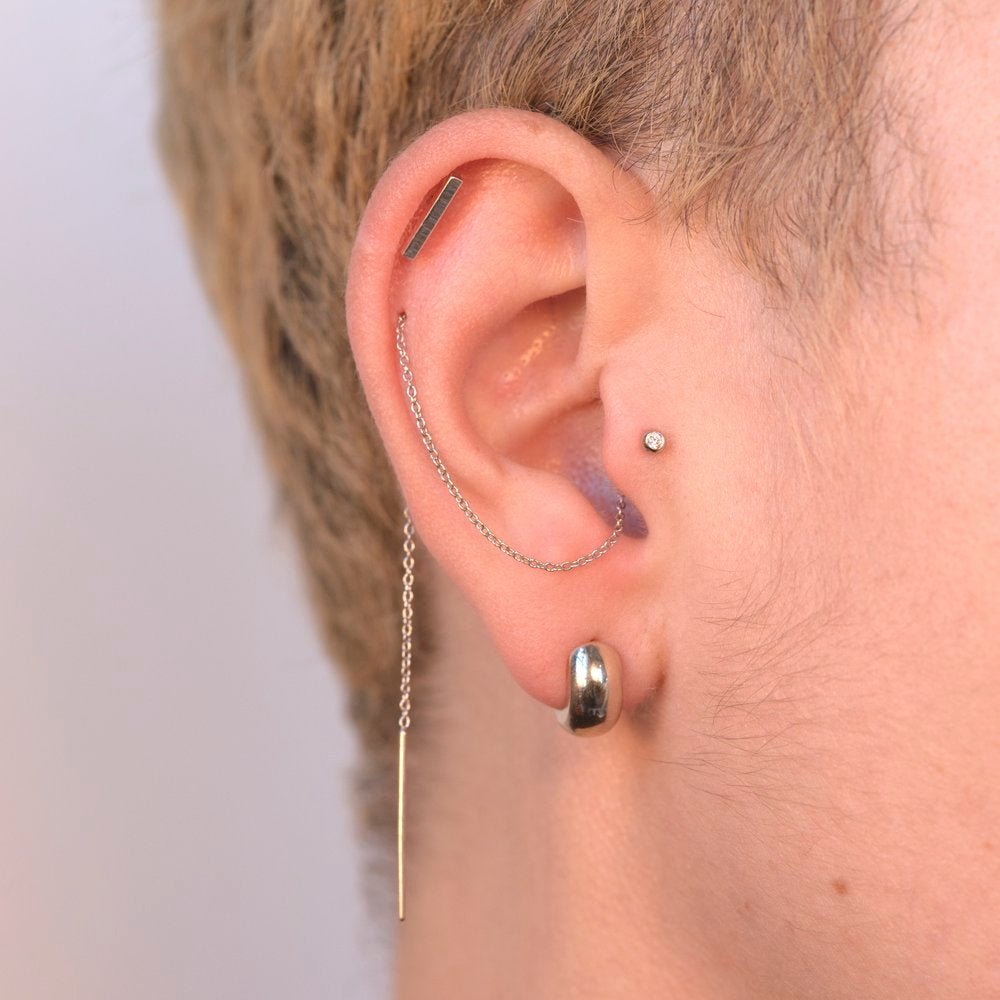 Chain Threader – 14k Gold Single Stud and Chain Earring