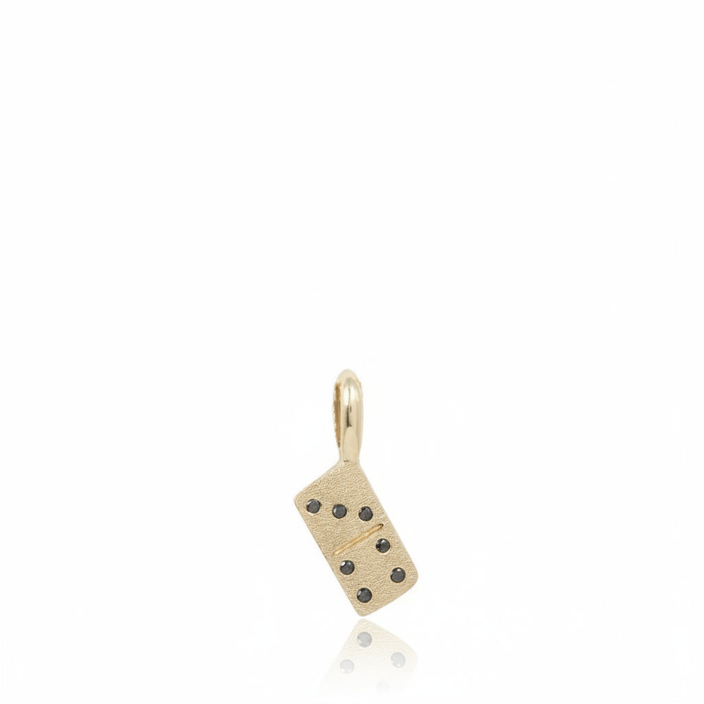 Mini Domino Pendant – 14k Yellow Gold with Black Diamonds