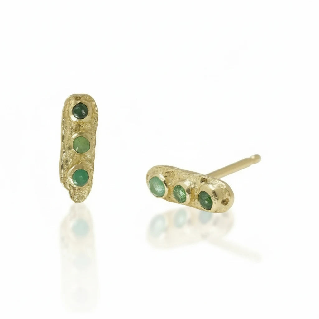 Unorthodox Emerald Earrings – 14k Gold