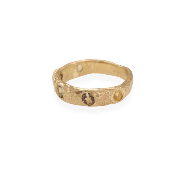 Monolithic Stacking Ring - 14k Yellow Gold with Natural Sapphires