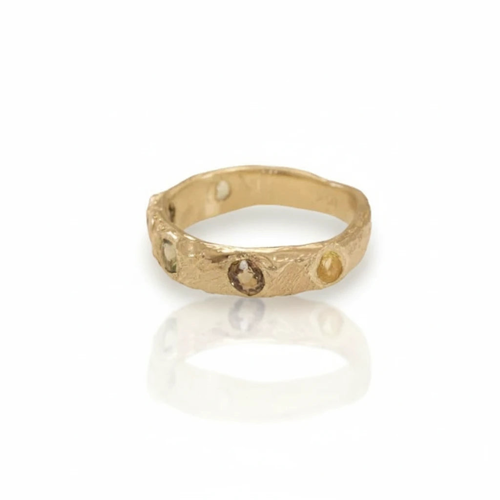 Monolithic Stacking Ring - 14k Yellow Gold & Natural Sapphires