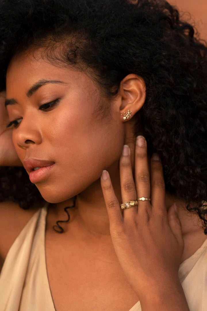 Small Chameleon Ring – 14k Gold with Salt and Pepper Diamond