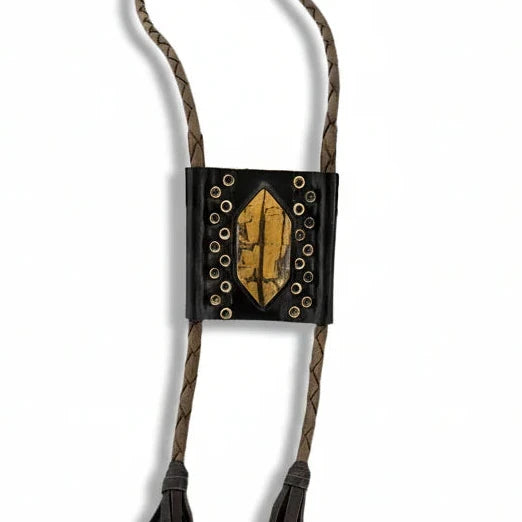 Tiger’s Eye Bolo Tie – Hand Tooled Leather