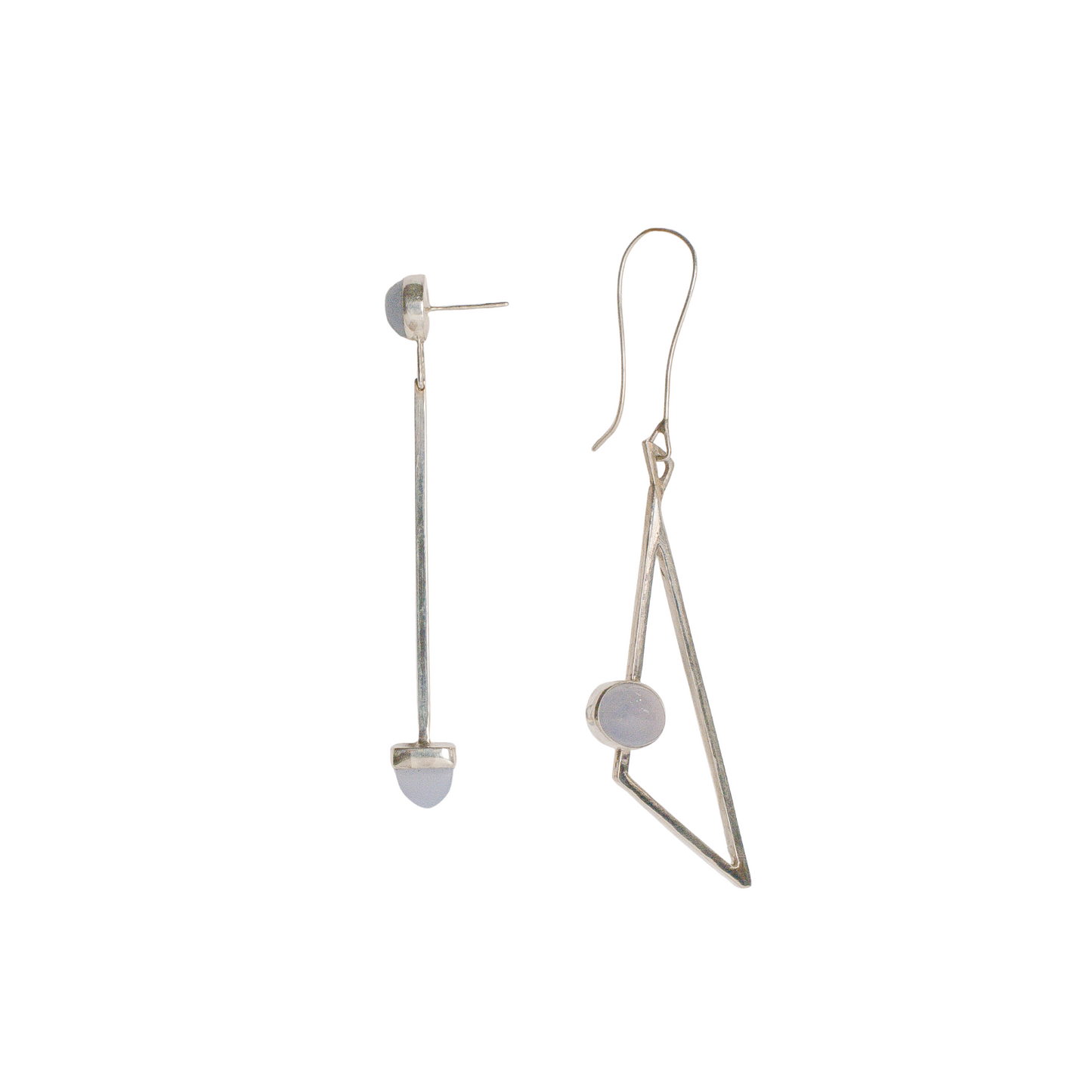 Chalcedony Mismatched Earrings - Sterling Silver