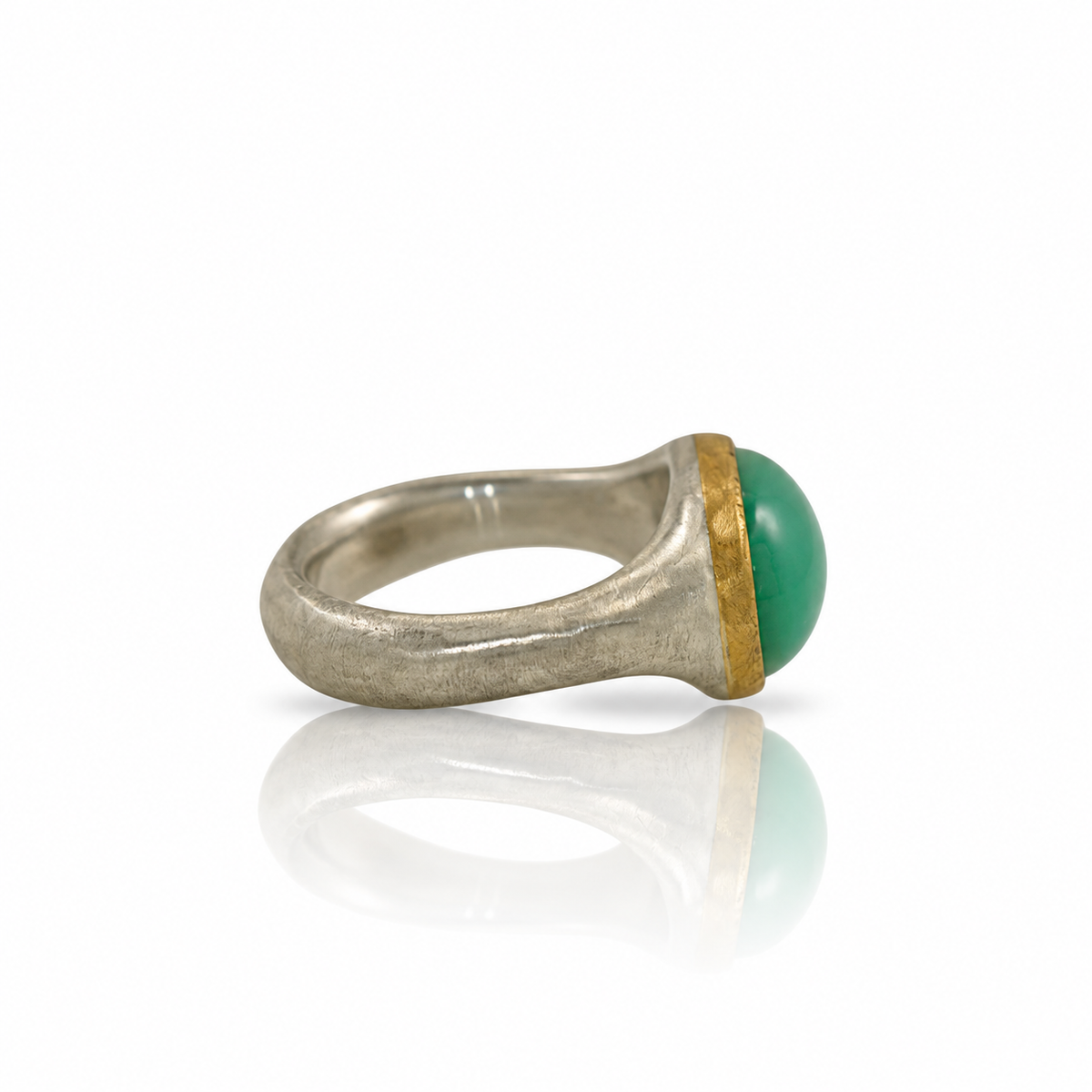 Chrysoprase Shine Ring - Sterling Silver & 22k Gold