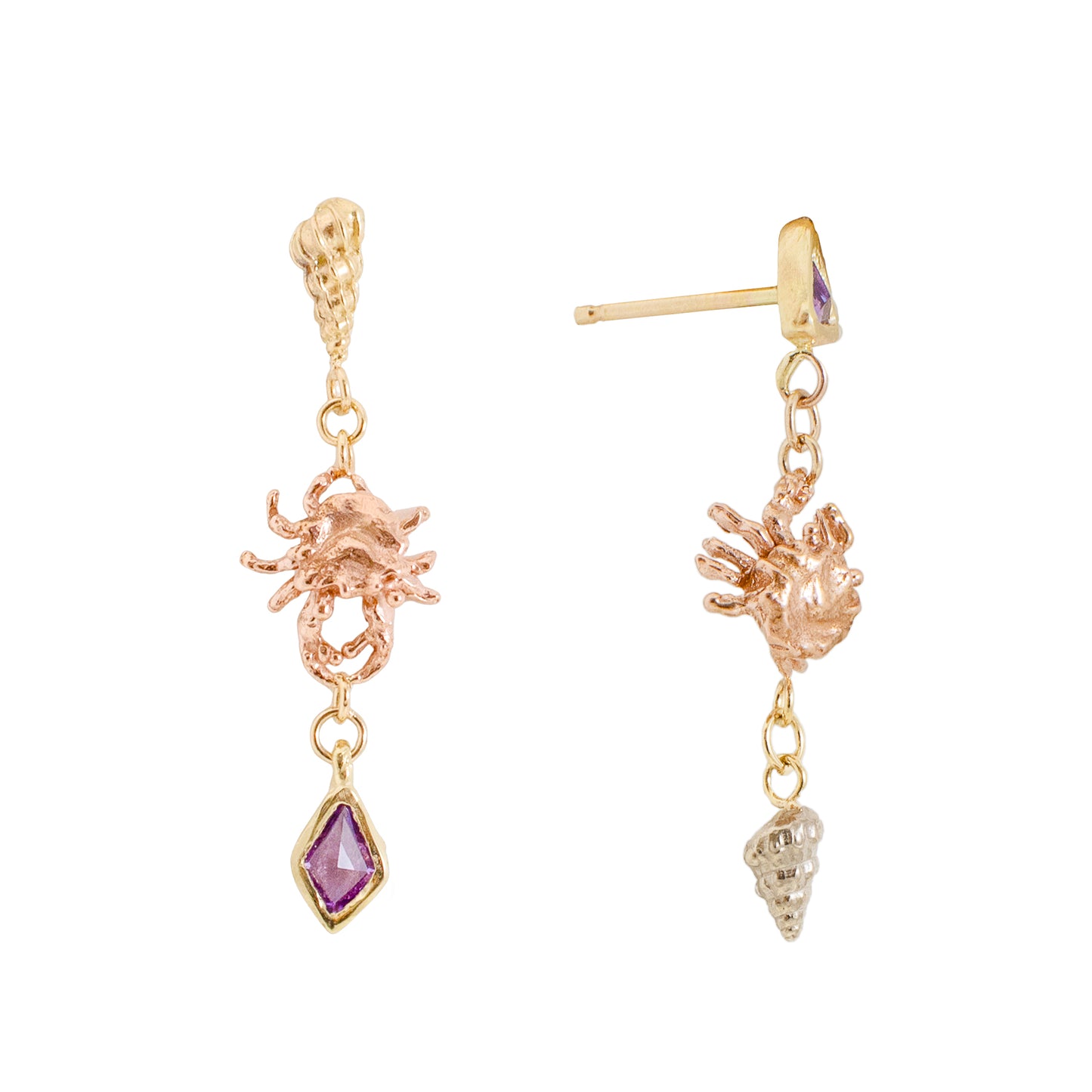 Asymmetrical Crab Earrings