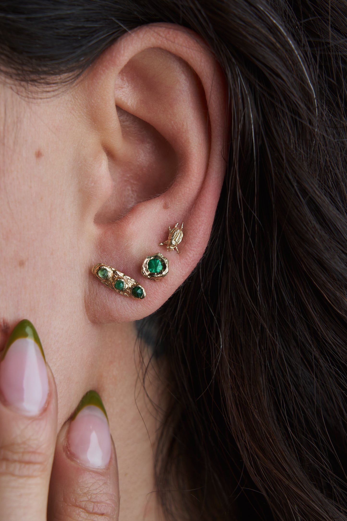 Emerald Petra Studs – 14k Yellow Gold