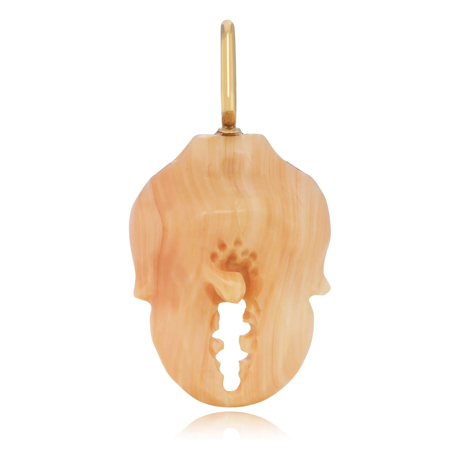 Apricot Crab Claw Charm – Hand Carved Conch Shell with 14k Gold