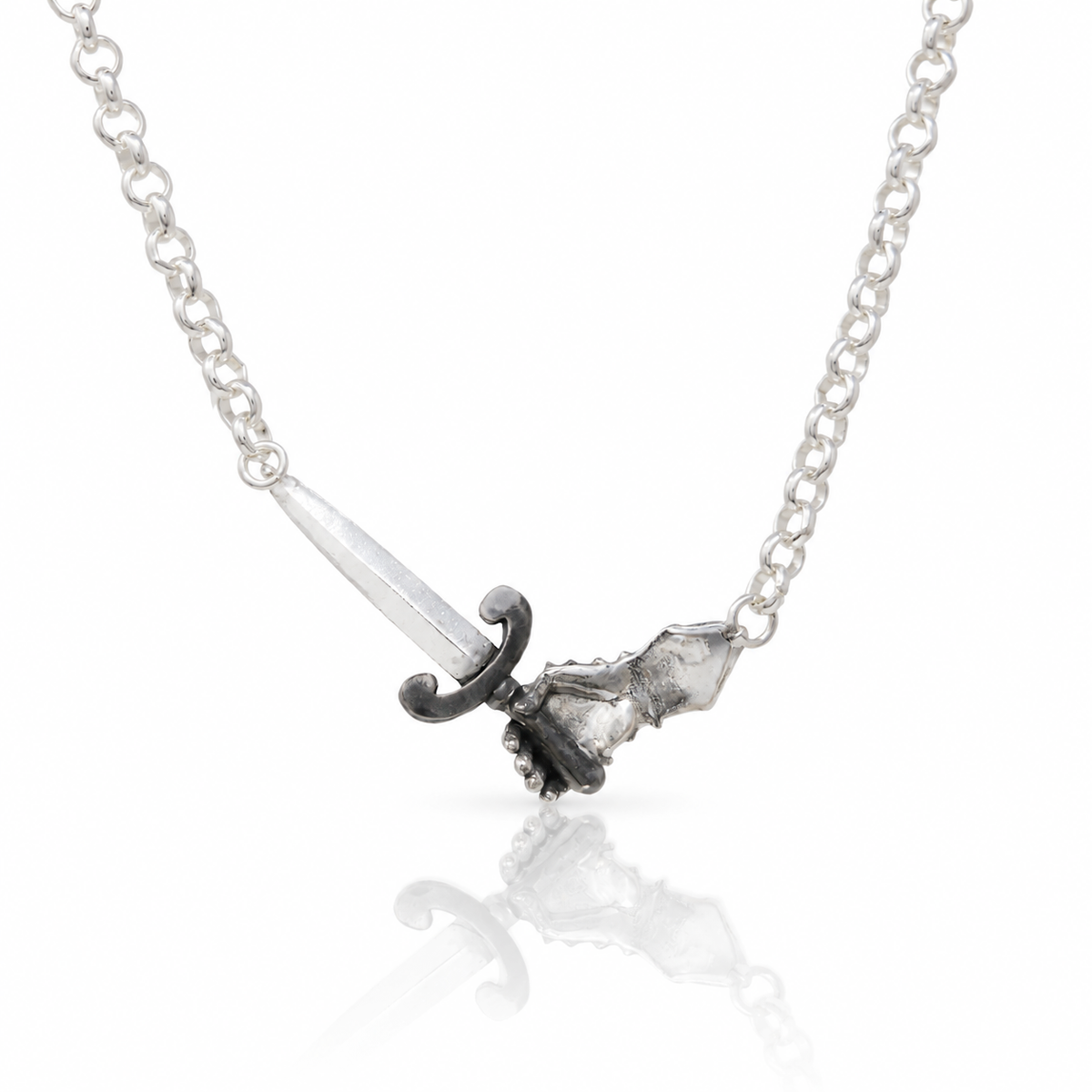 Melee Parrying Dagger Necklace - Sterling Silver