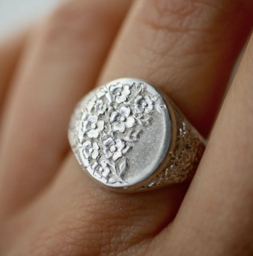 Dogwood Signet Ring - Sterling Silver