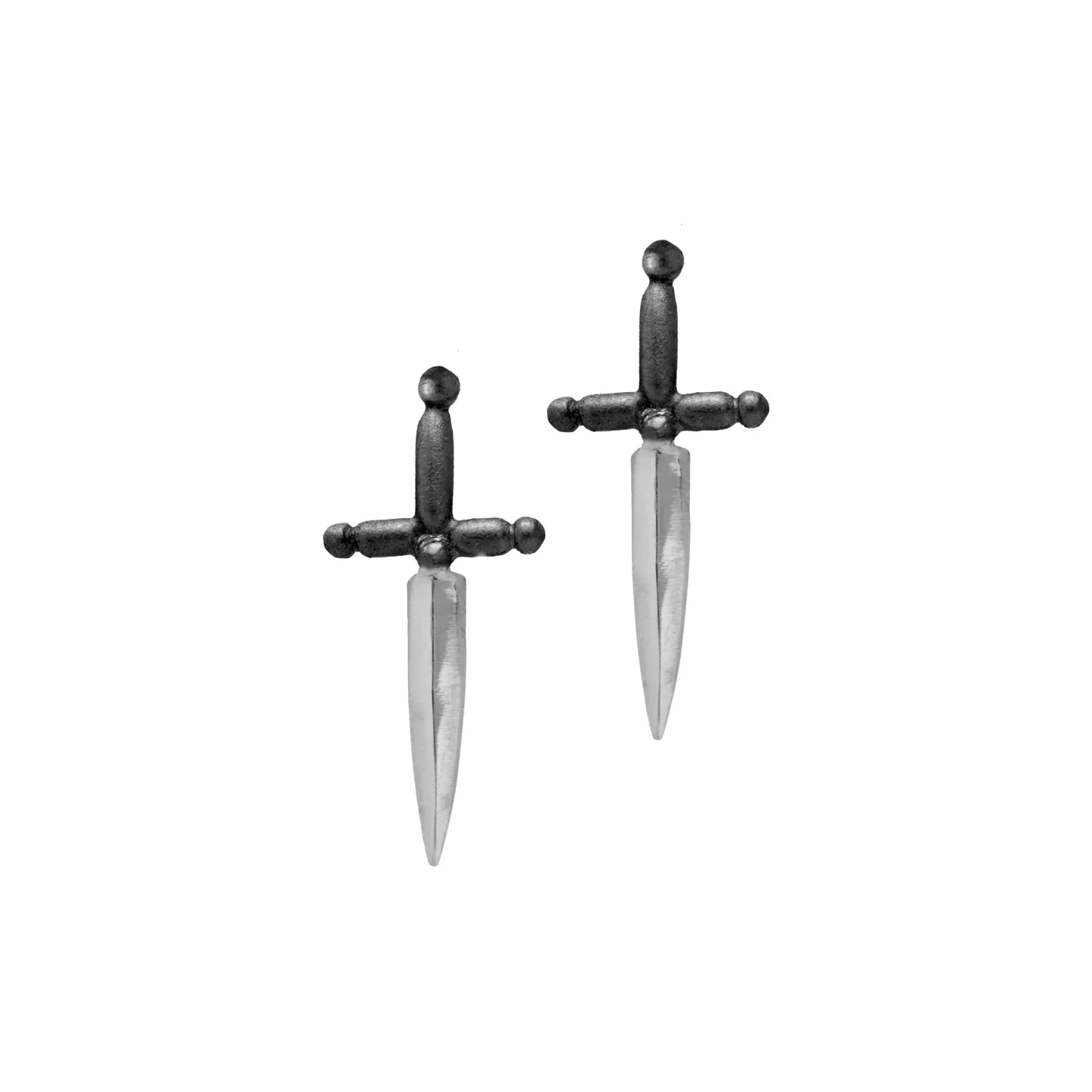 Mini Dagger Stud Earrings – Oxidized Sterling Silver