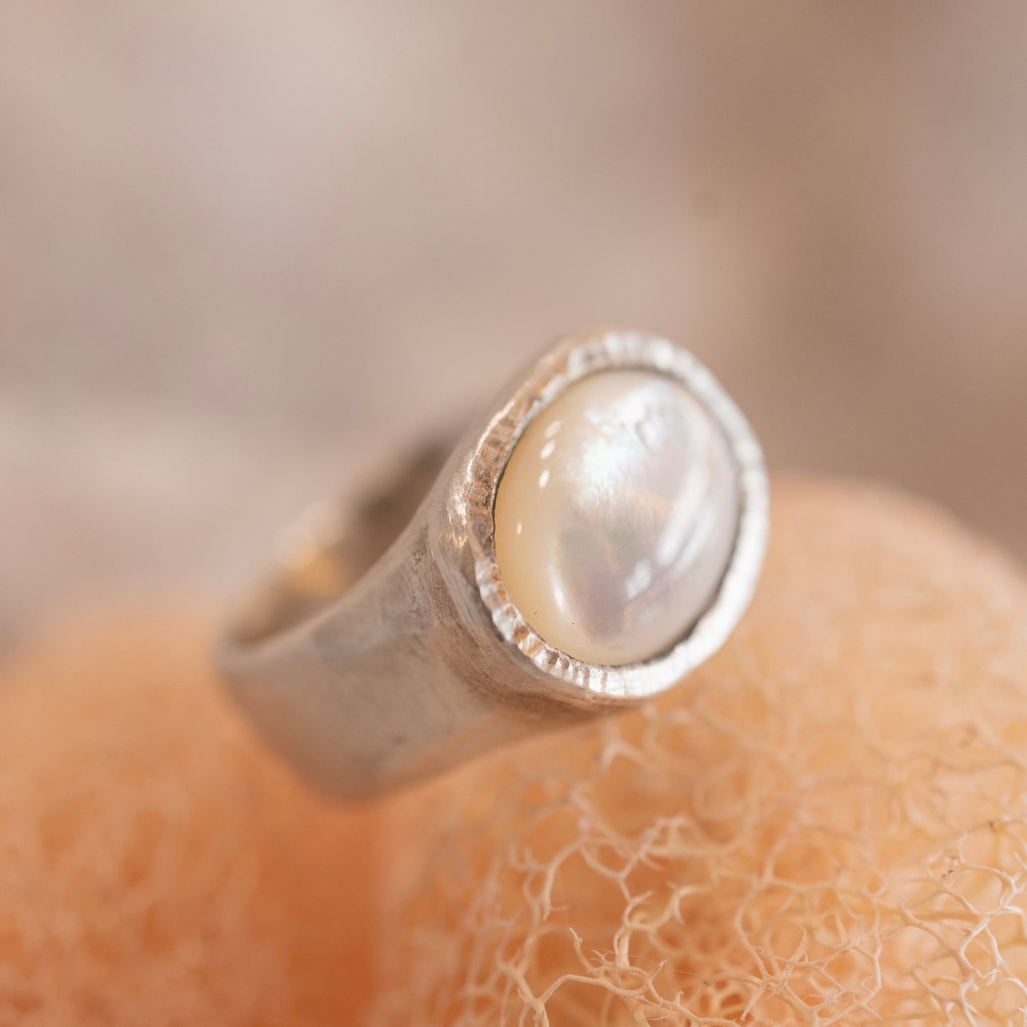 Wide Mother of Pearl Ever Ring - Sterling Silver
