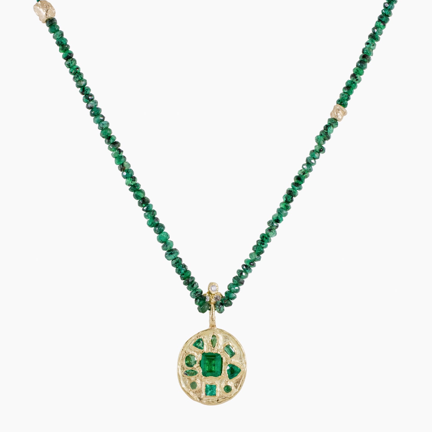 Symplegma Necklace - Natural Emeralds & 18k Solid Gold