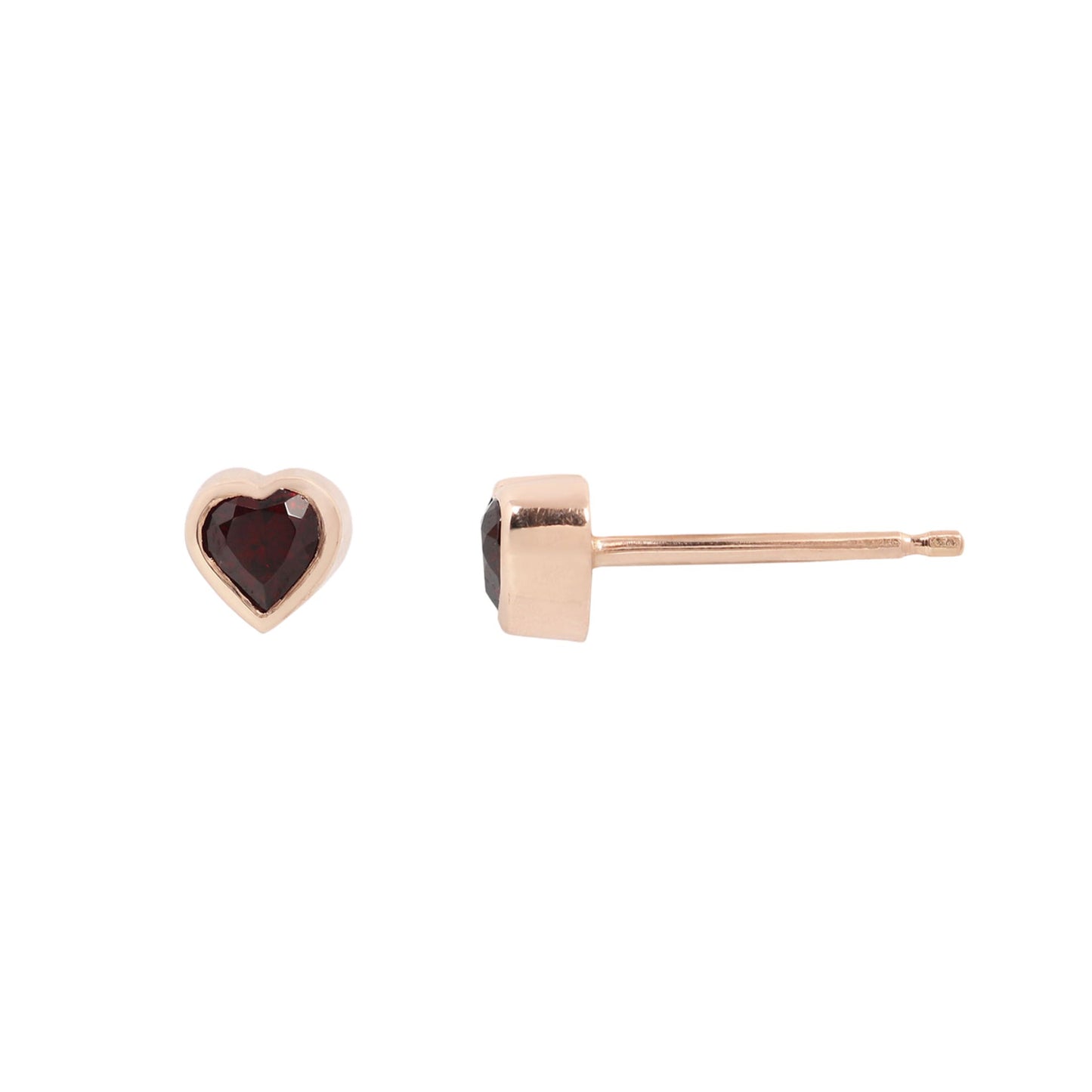 14k Yellow Gold Heart Garnet Stud – Single Earring