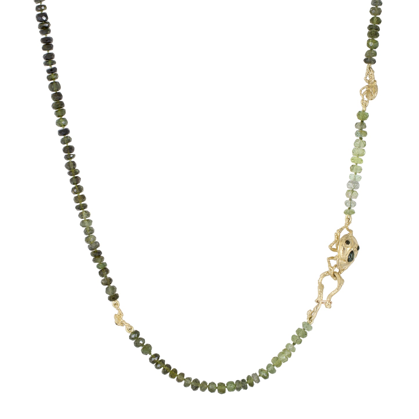 Gold Beetle Necklace with Cruzeiro Green Tourmaline – 14K Yellow Gold