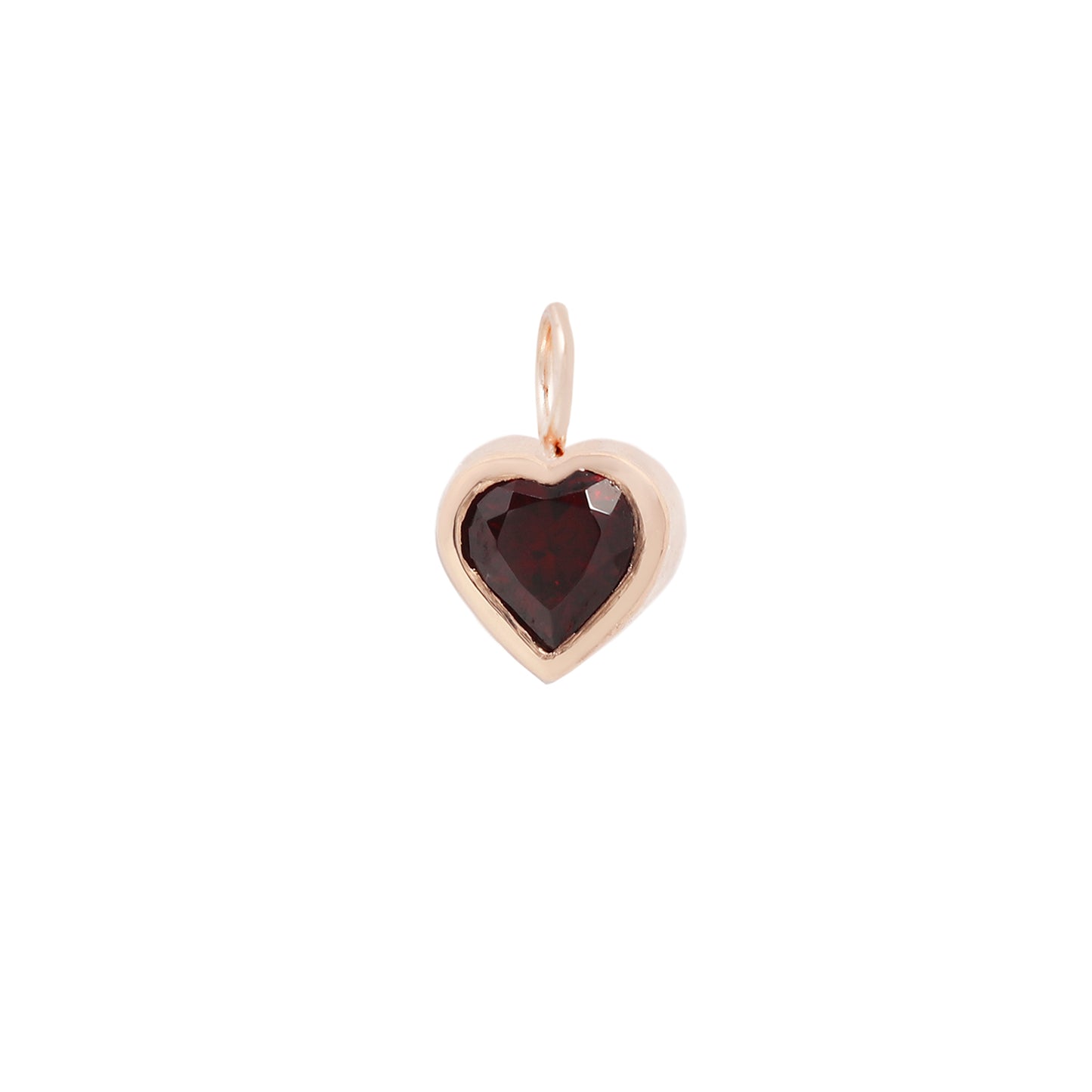 Heart Garnet Charm – 14k Yellow Gold