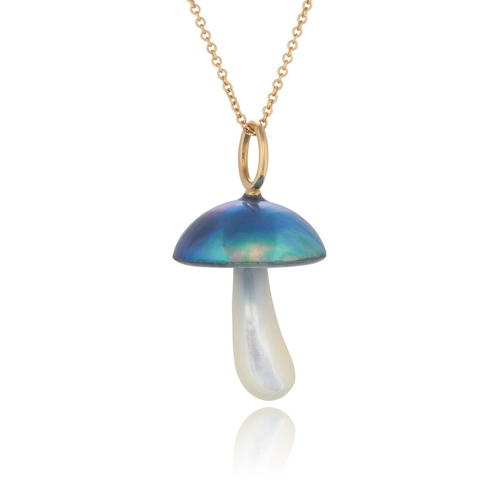Blue Mabe Pearl Mushroom - Pearl & Abalone 14k Gold Charm