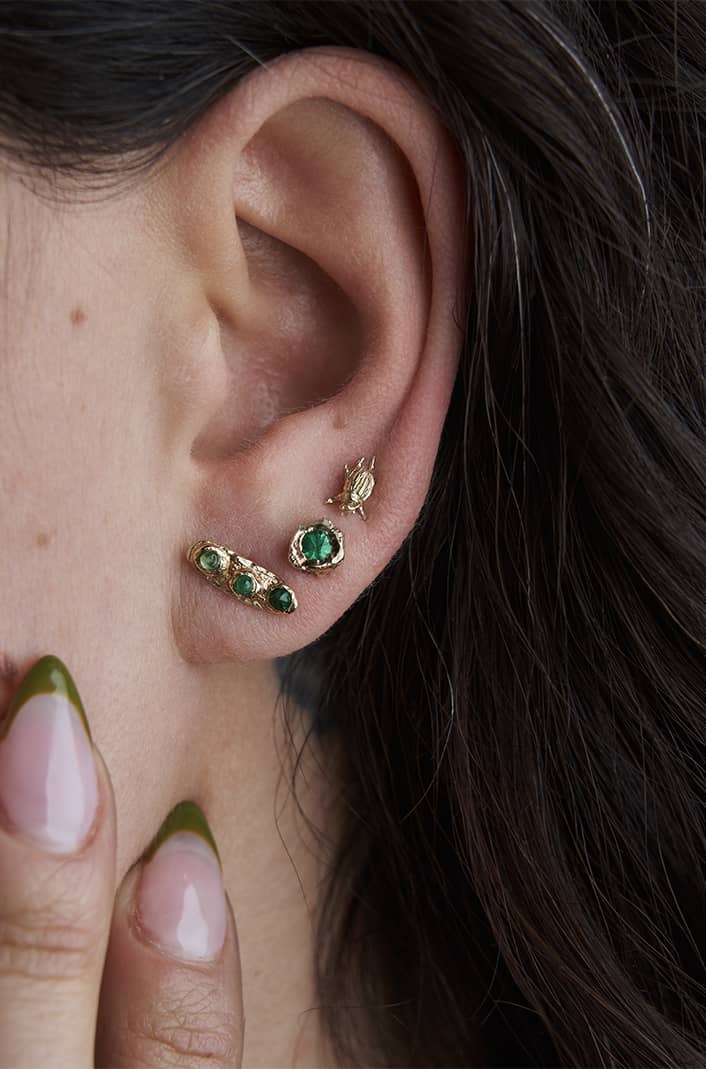 Unorthodox Emerald Earrings – 14k Yellow Gold
