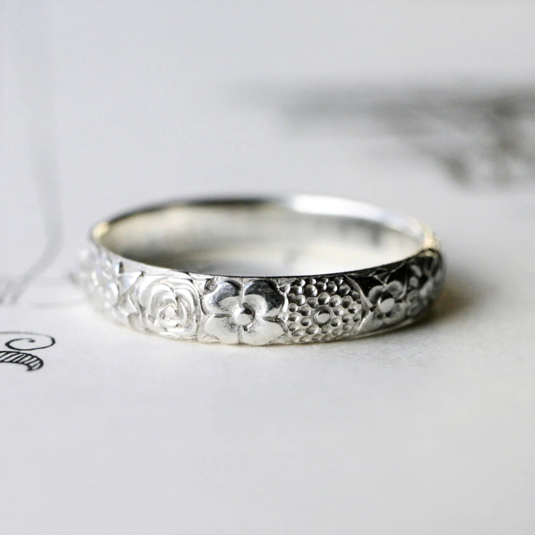 Secret Garden Band – Sterling Silver or 14k Yellow Gold