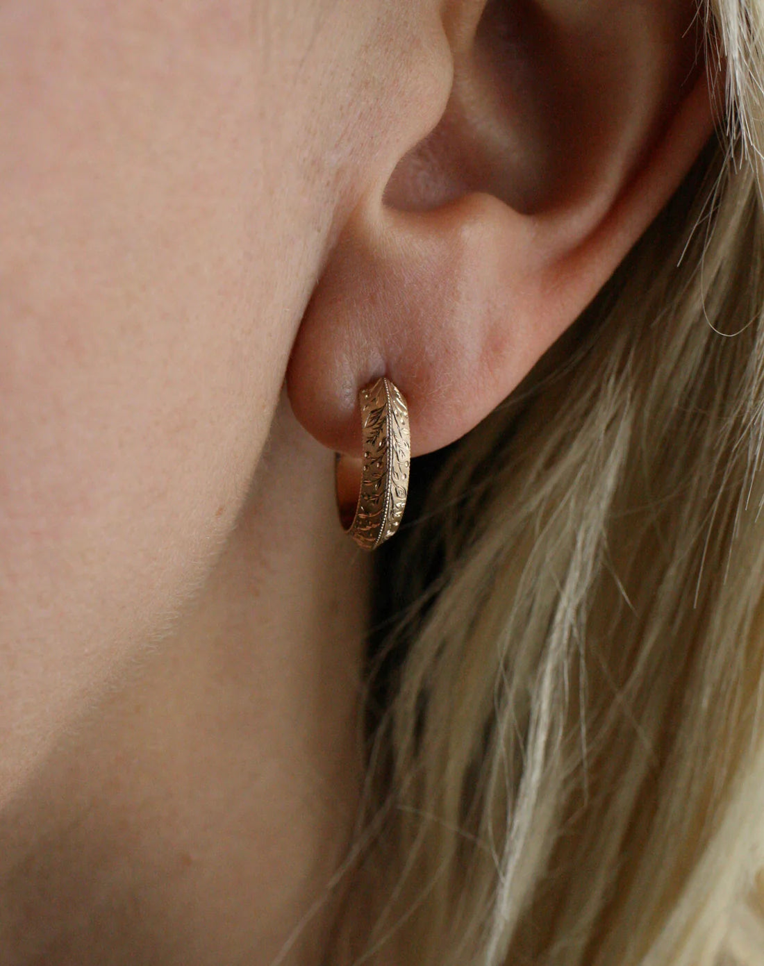 Garden Hoops – Hand Engraved 14k Gold Earrings