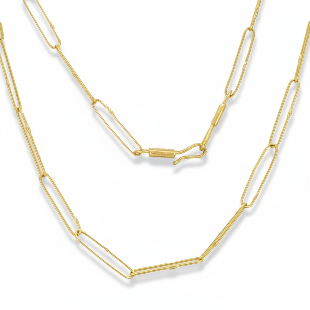 Paperclip Chain – Solid 18k Gold, 18 inches