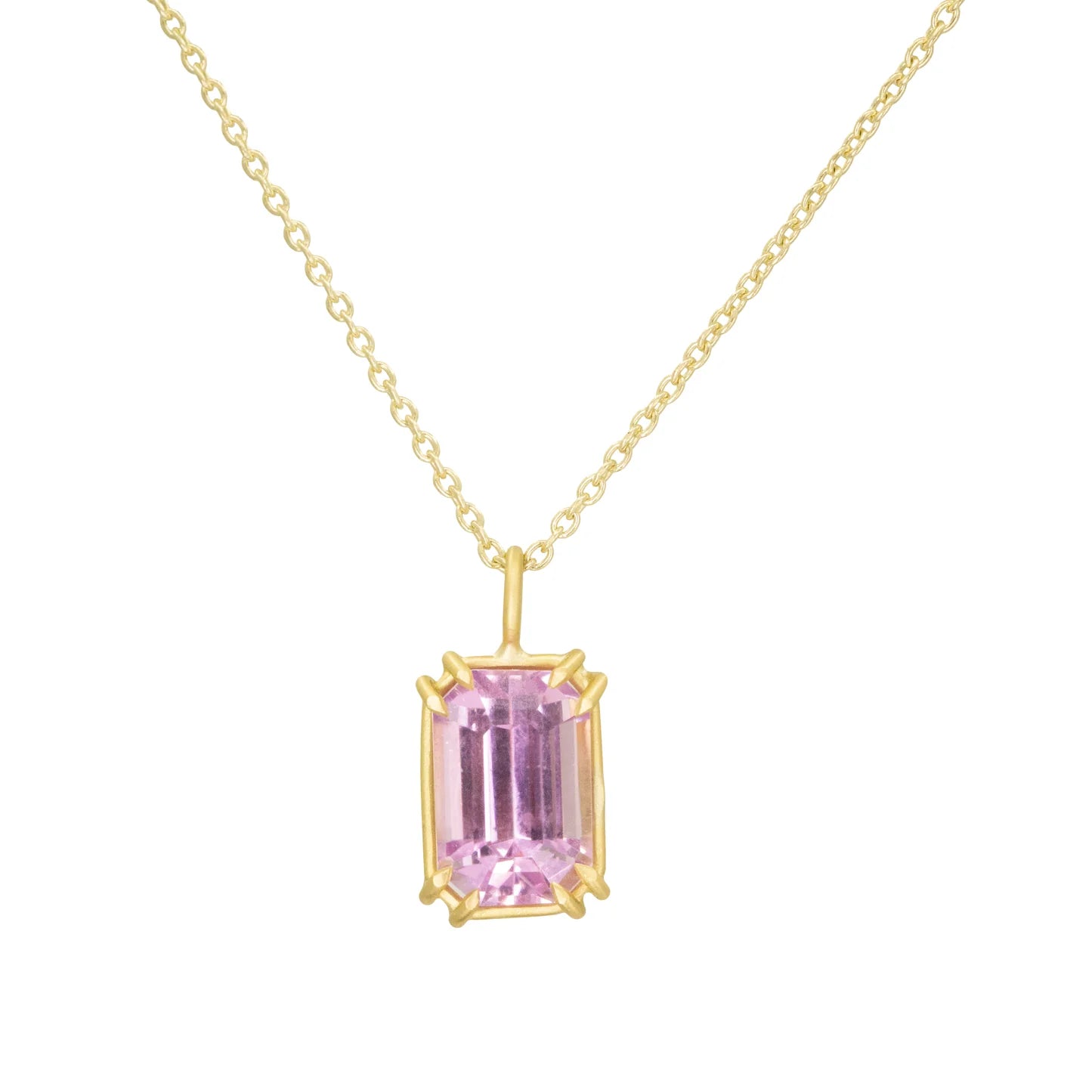 Rectangular Kunzite Basket Pendant