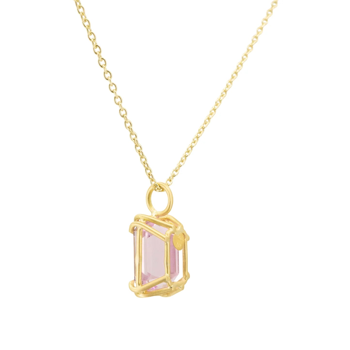 Rectangular Kunzite Basket Pendant