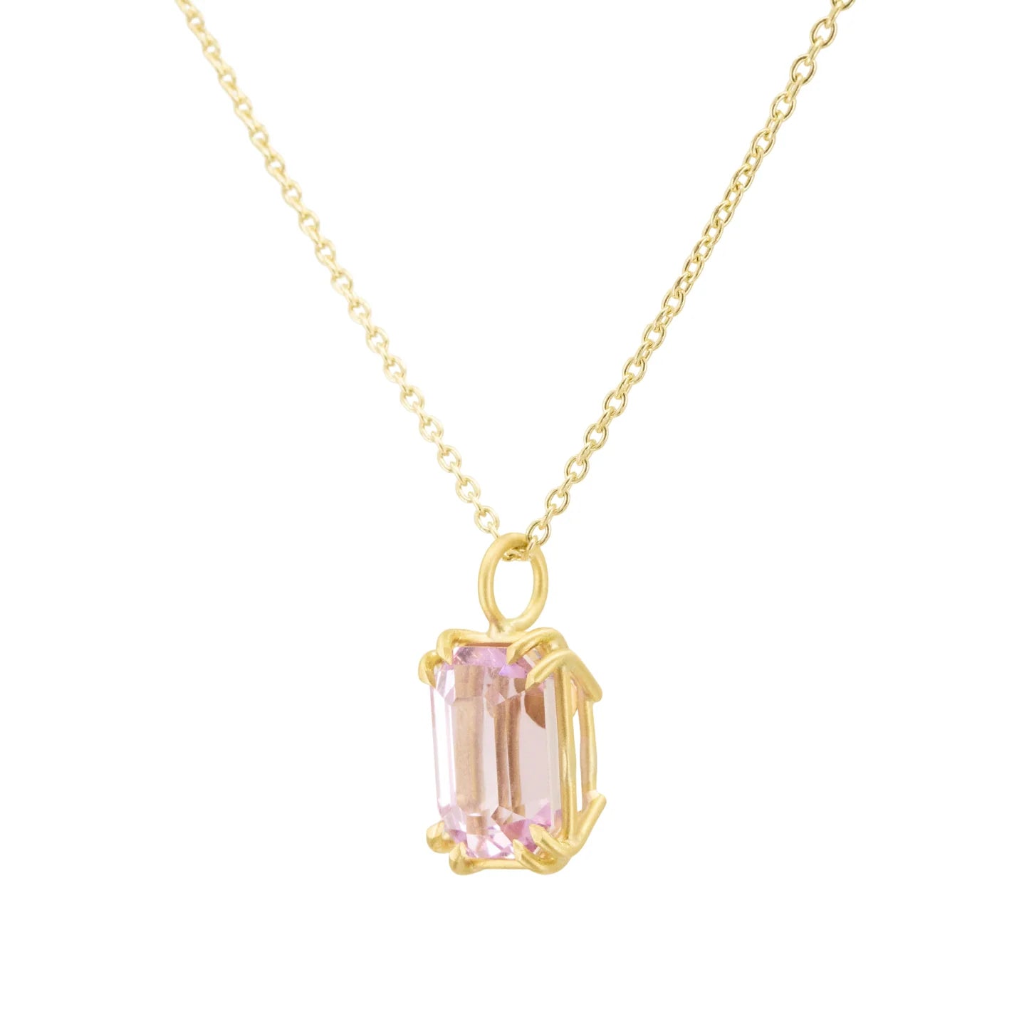 Rectangular Kunzite Basket Pendant