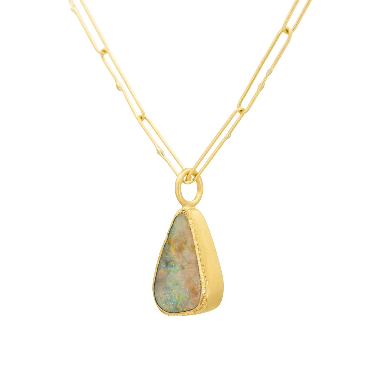 Rainbow Opal Engraved Bezel Pendant