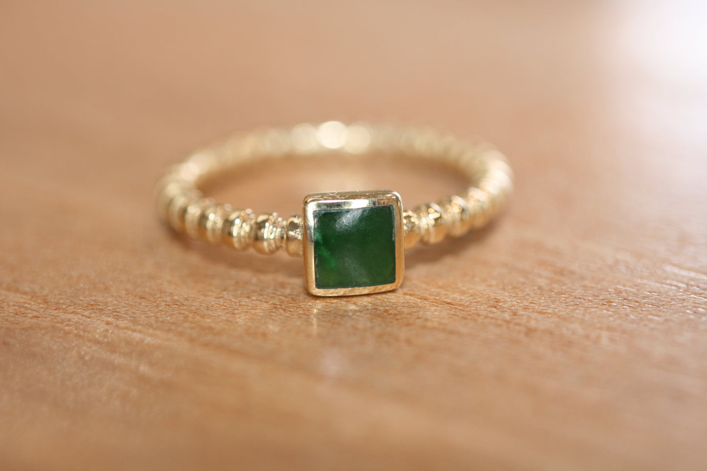 Montana Jade Inlay Naz - Square 14k Yellow Gold Ring