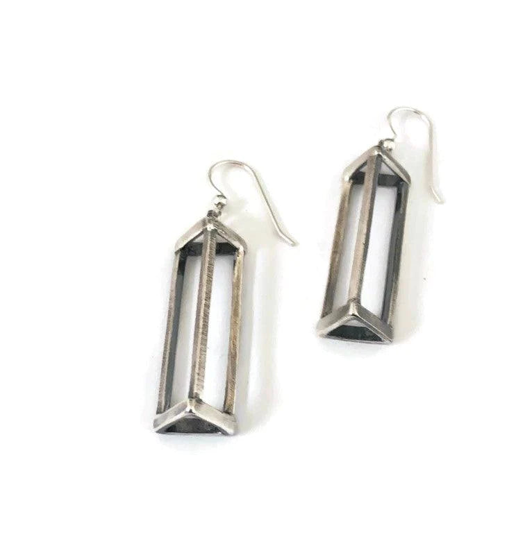 Sterling Silver Pyramid Earrings
