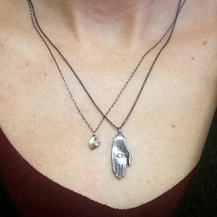 Tiny Heart Necklace - 14k Gold and Sterling Silver