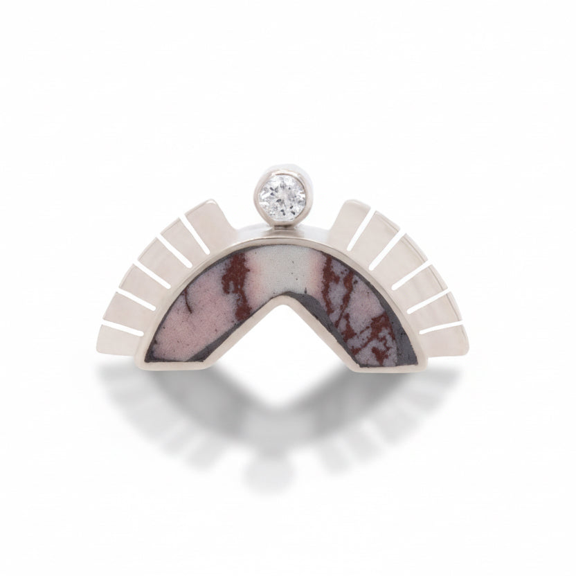Lacuna Rising Sol Ring Crown – 14k White Gold with Jasper & Diamond