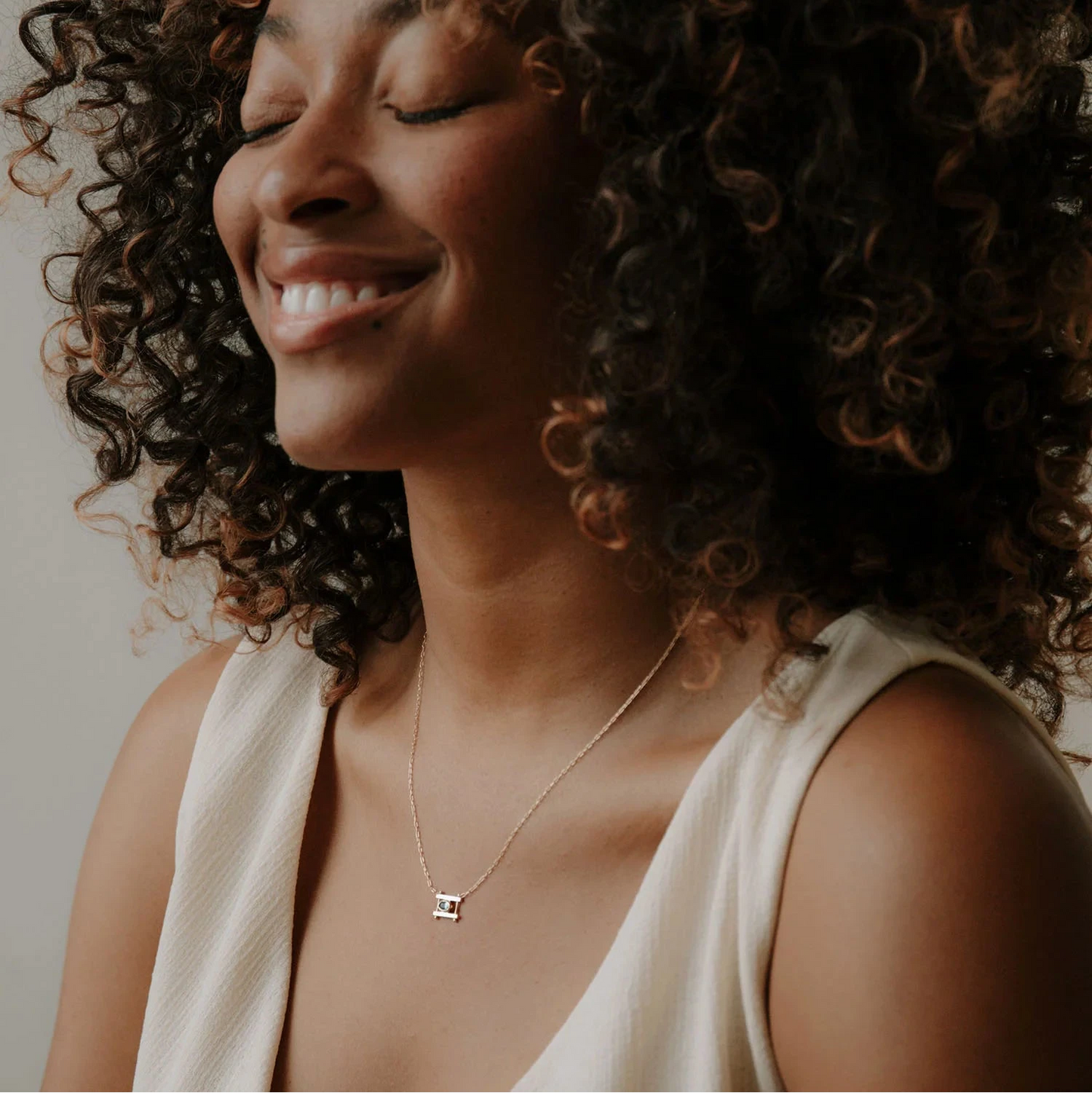 Oval Kiyo Necklace - 14k Gold with Light Blue Montana Sapphire