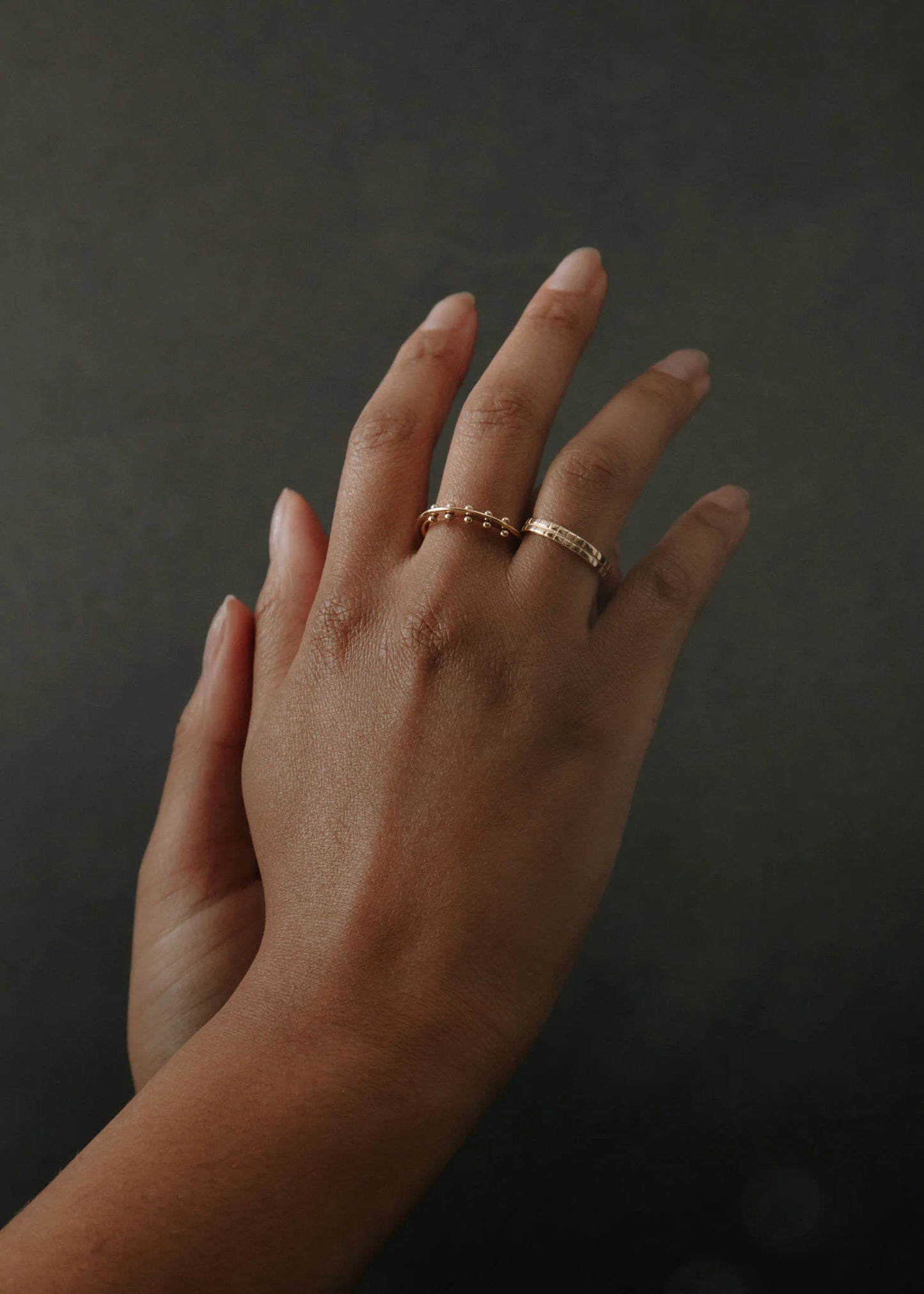 Narrow Shoji Band Ring - 14k Gold Minimalist Textured Band