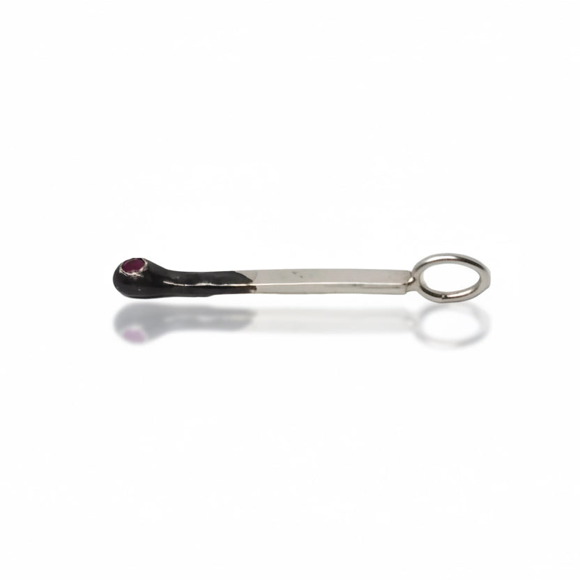 Mini Match Charm 32mm - Sterling Silver & Garnet