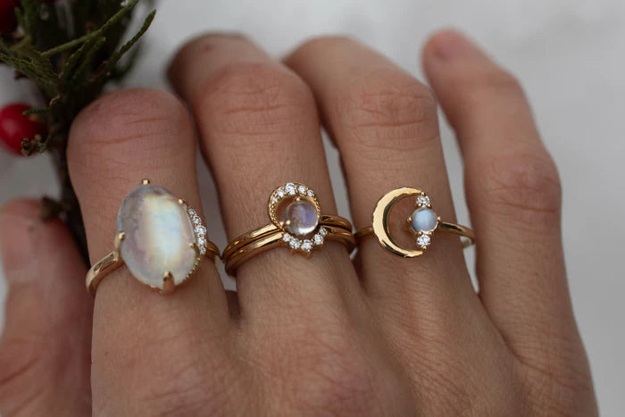 Crescent Moonstone Ring