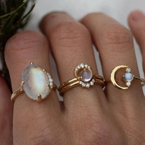 Crescent Moonstone Ring