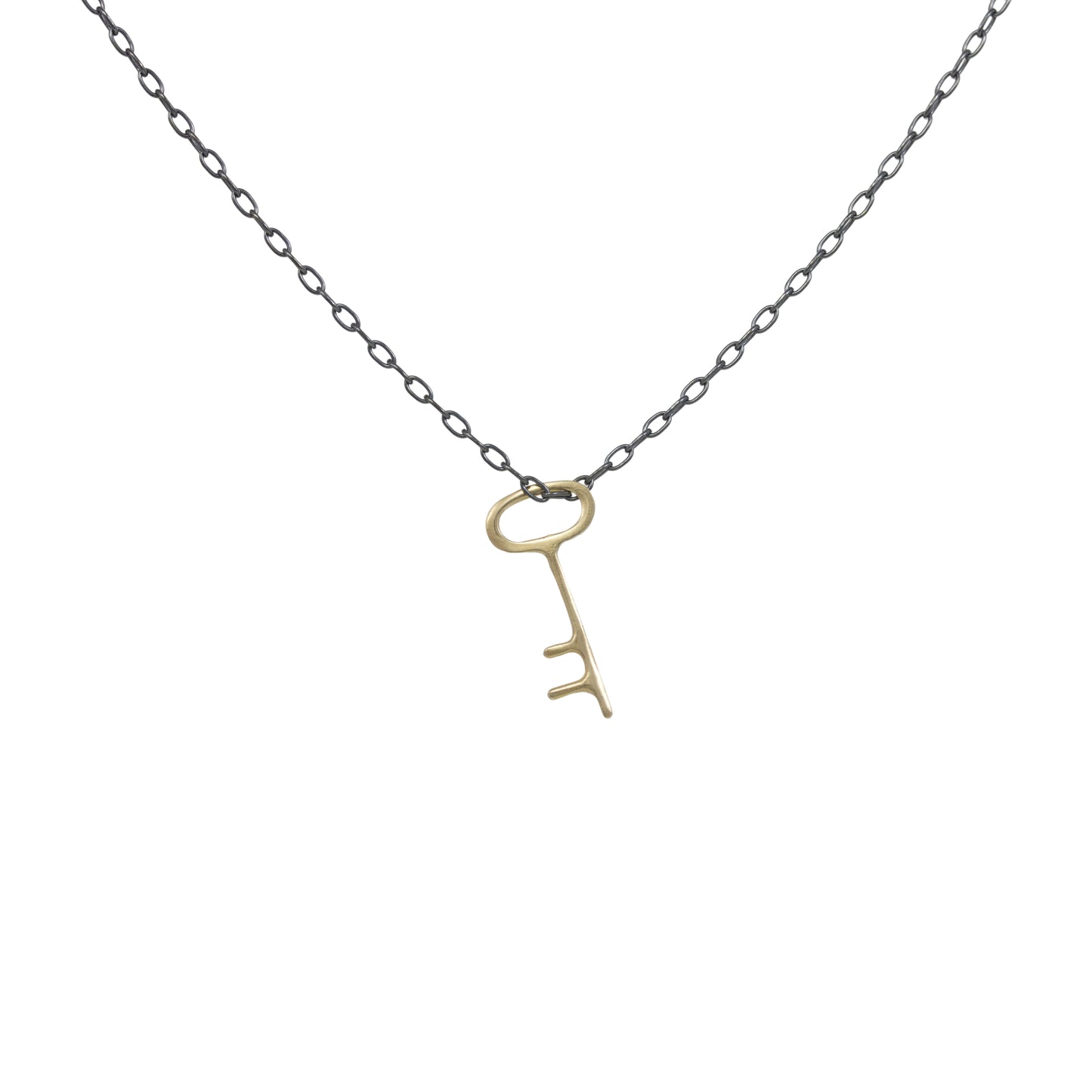 Medium Golden Key Necklace - 14k Gold and Sterling Silver