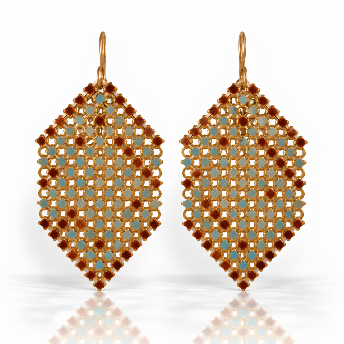 Soft Blue & Brown Vintage Mesh Earrings