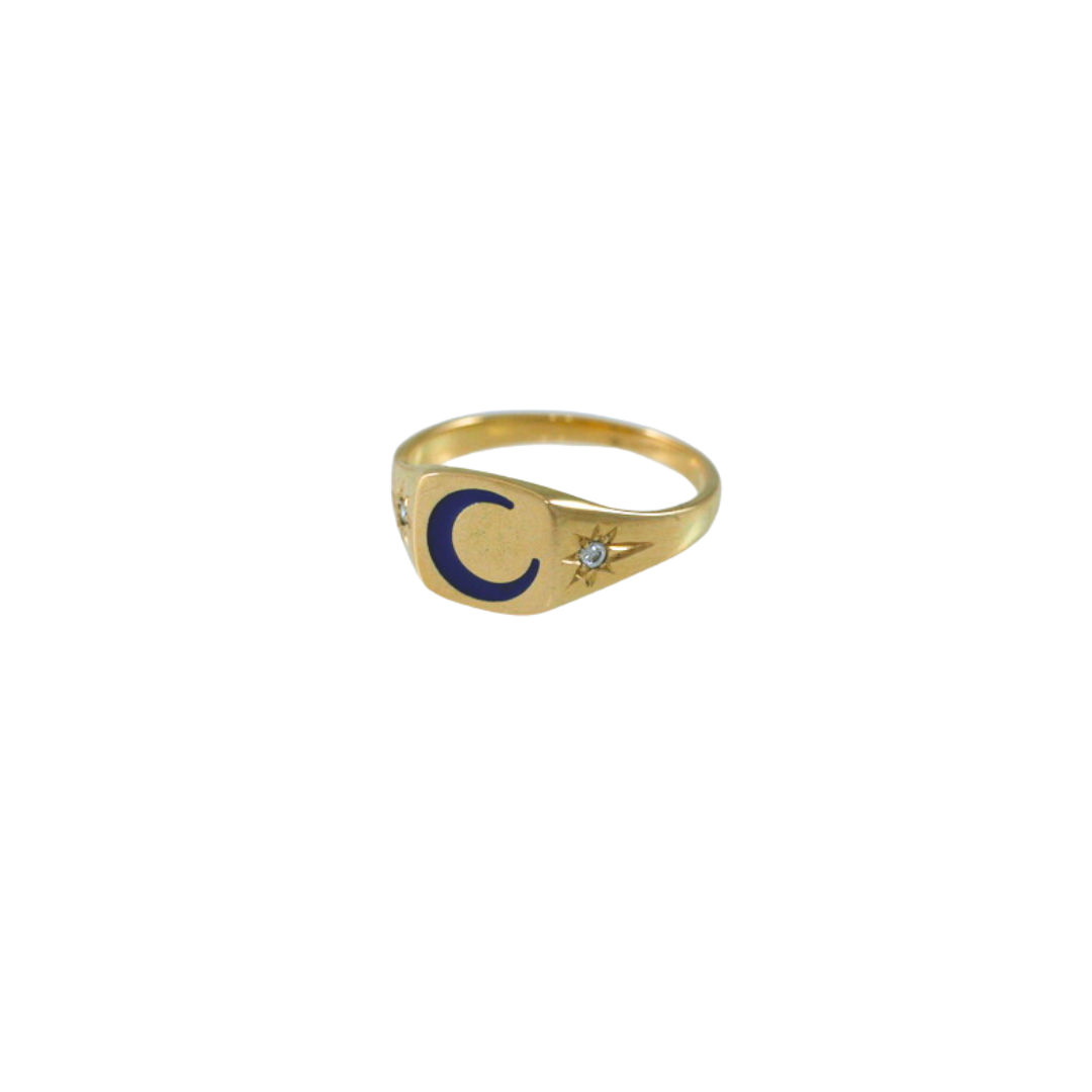 Paulo Luna Enameled Ring - Cobalt Blue