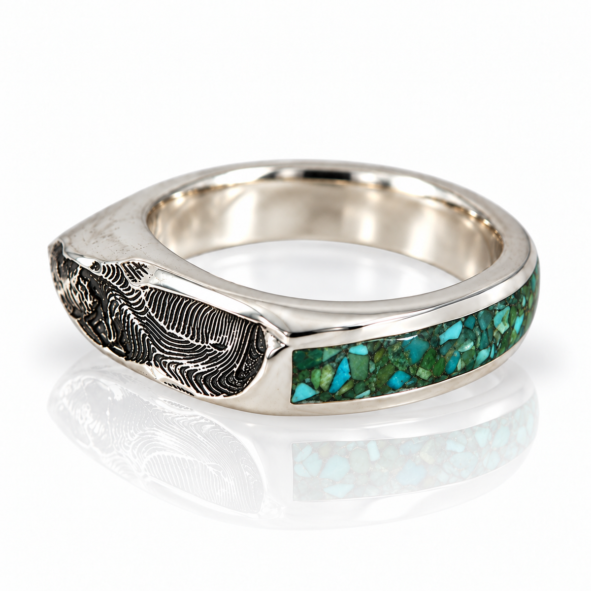 Taos Ski Valley Inlay Band - Sterling Silver & Turquoise