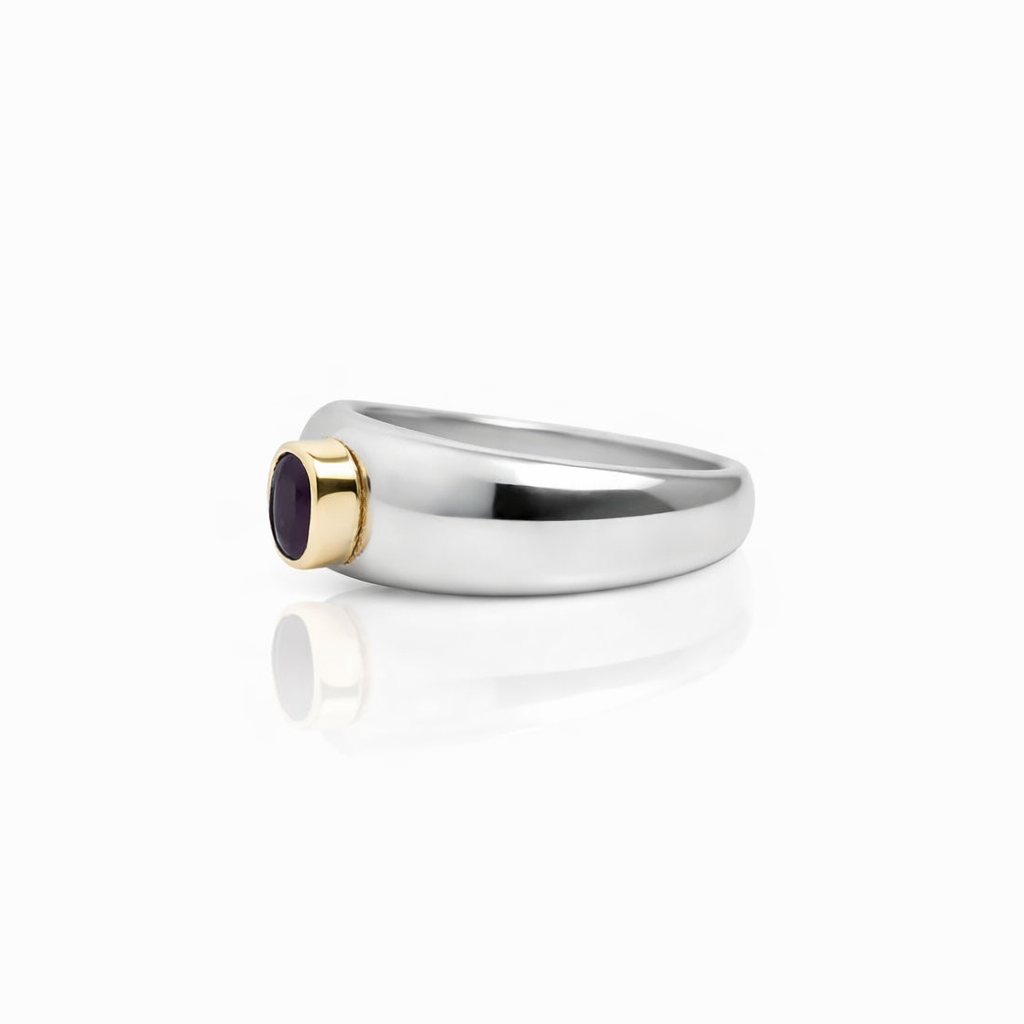 Ruby Ring - Sterling Silver & 14k Gold