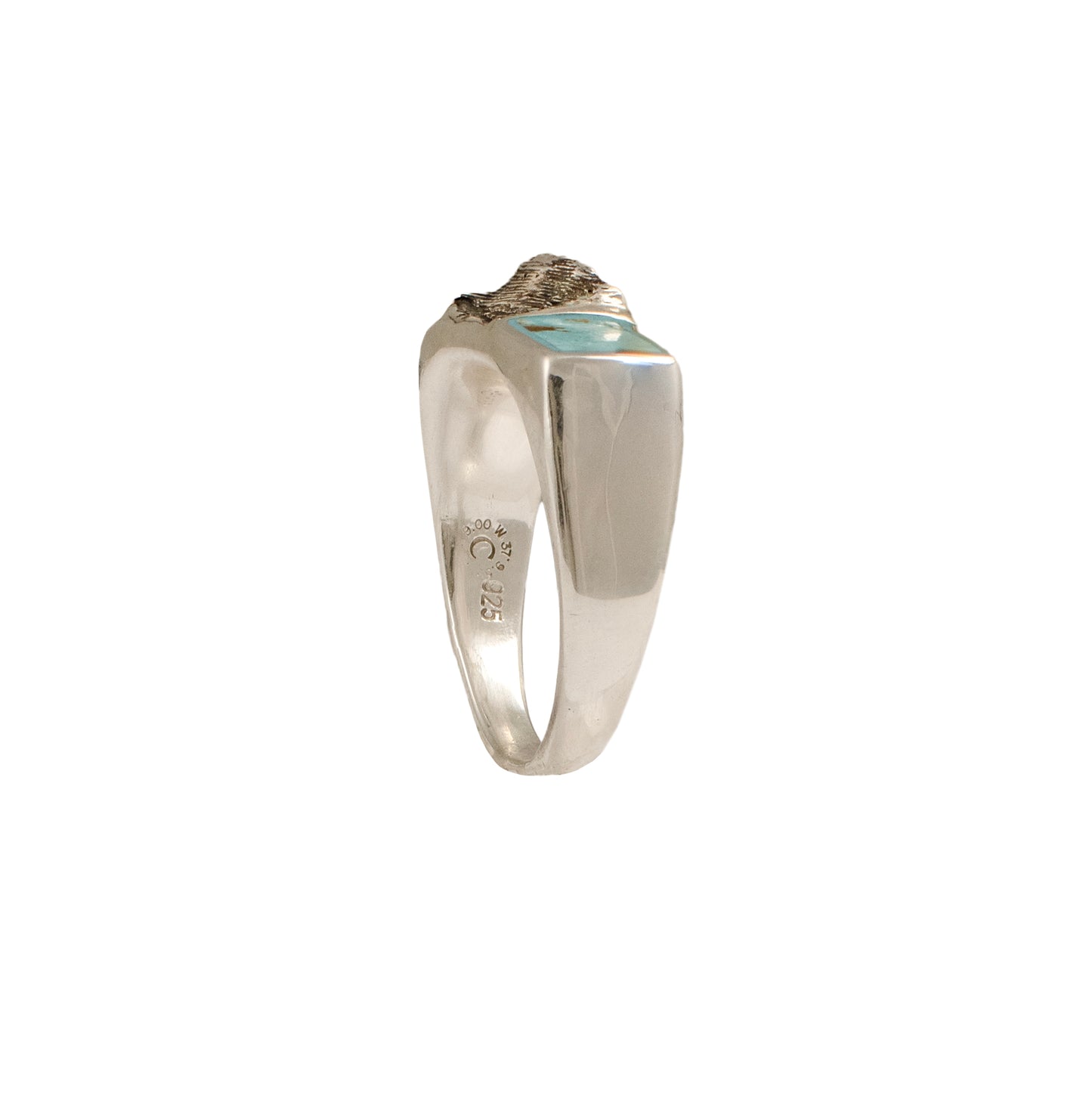 Sandia Sideways – Sterling Silver Inlay Signet Ring with Turquoise